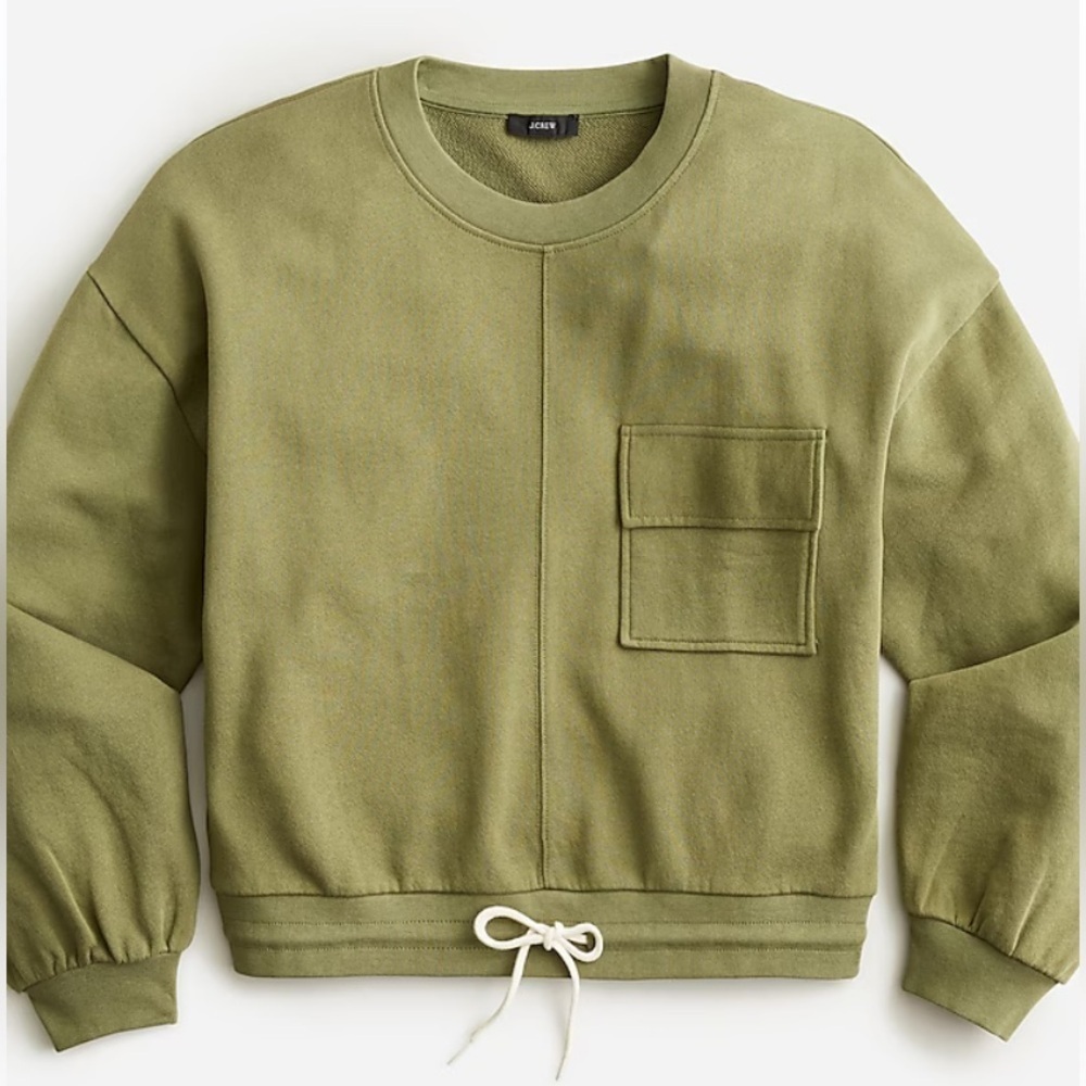 J. Crew University terry patch-pocket Sweatshirt army green 35799